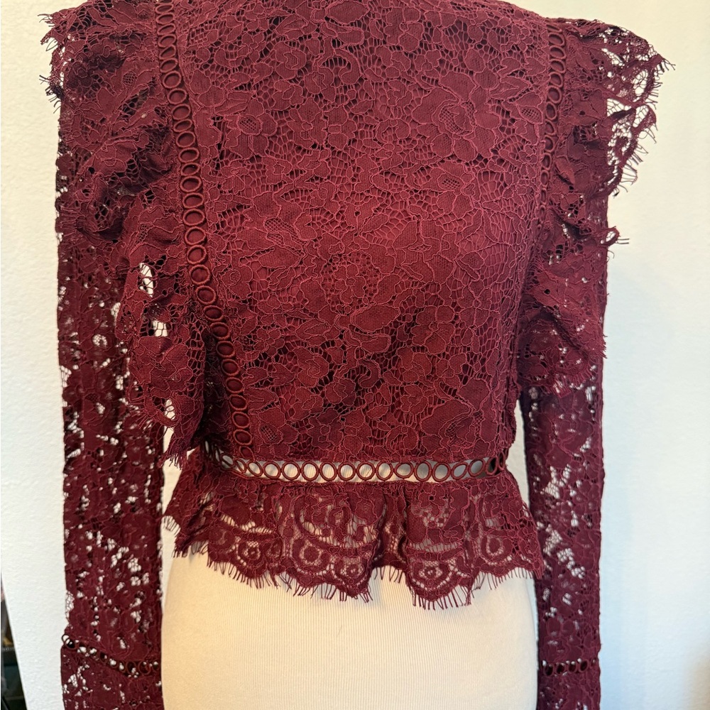 Elegant Lace Burgundy Top